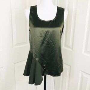 41 hawthorn 100% silk olive color asymmetric hem top